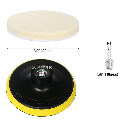 4 Inch Wool Felt Polishing Pad Buffing Wheel Kit for Drill,Fine Polishing of Metal Glass Stone (7)