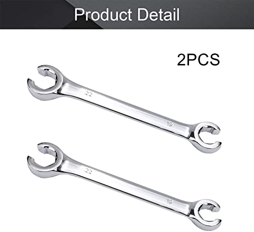 Heyiarbeit 2Pcs Flare Nut Wrench, 19mm x 22mm Metric Double Open End - size: 19*22mm, style: 2PCS