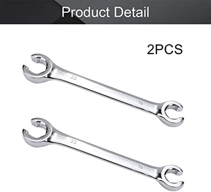 Heyiarbeit 2Pcs Flare Nut Wrench, 19mm x 22mm Metric Double Open End - size: 19*22mm, style: 2PCS