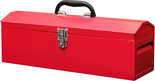 BIG RED TB101 Torin 19" Hip Roof Style Portable Steel Tool Box with Metal Latch Closure and Removable Storage Tray, Red, 19.1" x 6.1" x 6.5" - color: Red, size: 19.1" x 6.1" x 6.5"