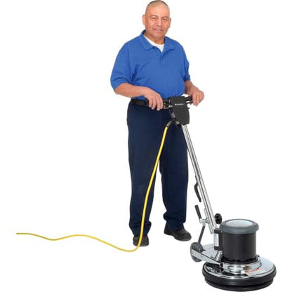 Global Industrial Corded Low Speed Floor Machine, 17" Cleaning Path | Durable Stainless Steel Construction, Heavy-Duty 1.5 HP Motor, 50'L Safety Power Cord with GFCI Plug