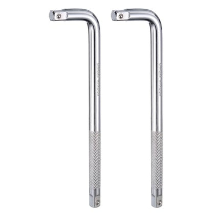 HARFINGTON 2 Pcs Socket Breaker Bar 1/2" Drive 12" Long 40CR Alloy Steel L-Shape Extension Bar Axle Nut Socket Wrench for Car Mechanical Equipment Repair, Silver - size: 1/2"x12"