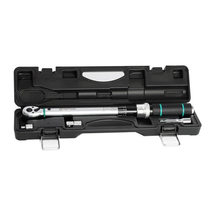 4-Piece Torque Wrench Set – 3/8" Drive Click Torque Wrench (10–80 ft-lb), 1/4" & 1/2" Drive Adapters, 3-Inch Extension Bar, ±3% Accuracy, Chrome Vanadium Steel, Includes Storage Case - size: 10-80 ft-lb, style: 3/8-inch