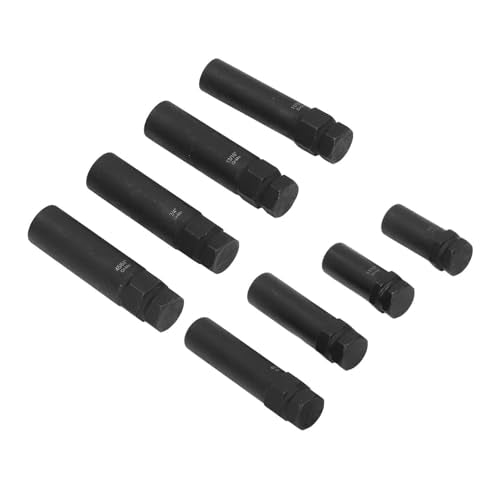 8 Piece Lug Nut Socket Set, Cr Mo Steel Wheel Lock Removal Kit for Twisted Damaged Nuts, Impact Rated Universal Automotive Car Repair Tools with Enhanced Access and Easy
