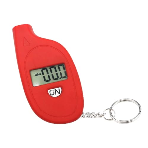 Digital Tire Pressure Gauge, 5-150PSI 4 Unit Settings Car Tire Pressure Monitor with Keychain & LCD Display, High Accuracy Auto Digital Tires Gauge for Car, Truck, Motorcycle (Red) - color: Red