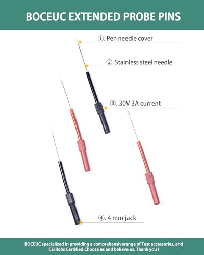 Back Probe Kit, 4 PCS Flexible Back Probes Automotive Diagnostic Test Repair Tools for Car Electrical and Multimeter Testing