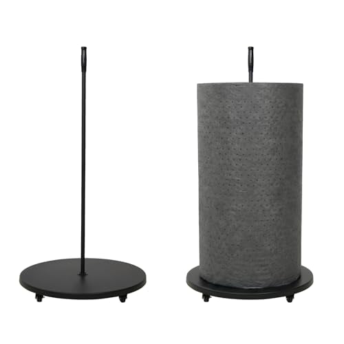 Absorbent Mat Roll Holder, Rolling Mat Oil Absorbent Pads Holder with Wheels, Floor Oil Spill Mat Dispenser Rack, Metal Mat Roll Utility Cart for Workshop Garage Factory