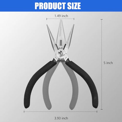 Needle Nose Pliers, 5" Mini Long Nose Pliers with Cutter, Serrated Jaw Precision Small Needle Nose Pliers for Jewelry Making, Bending Wire, Crafts, Electronic Repair - size: 5''-1 pack