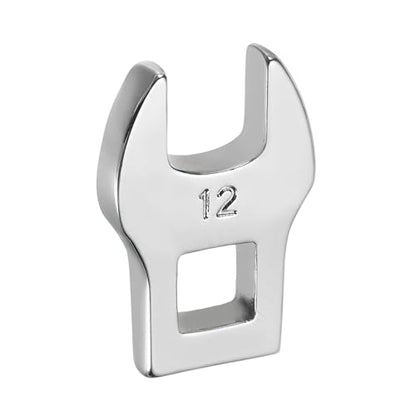 HARFINGTON Drive Crowfoot Wrench 3/8 Inch 12mm Metric Flare Nut Wrench CR-V Steel Electroplating Open End Crowfoot Spanner for Automotive Repair Mechanics, Bright Silver - size: 3/8 Inch x 12mm