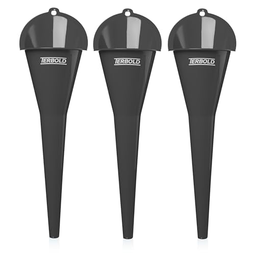 Oil Funnel 3-Pack - 11" Long Nesting Plastic Funnels | Funnels for Automotive Use, Oil Change, Gas, Car Transmission, Kitchen Use, Filling Small Bottles (Grey)