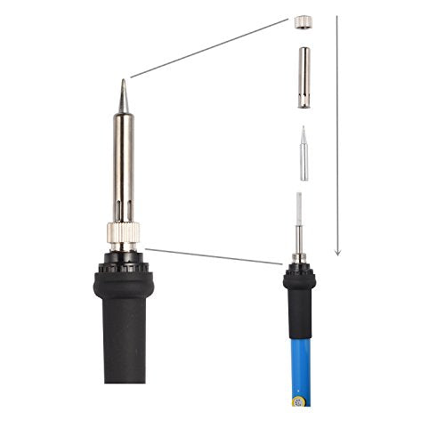 Electronics Soldering Iron Kit，60W 110V Adjustable Temperature Welding Tool Set, 5pcs Different Soldering Tips, Stand, Tweezers,Desoldering Pump,2pcs Solder Wire, Brush