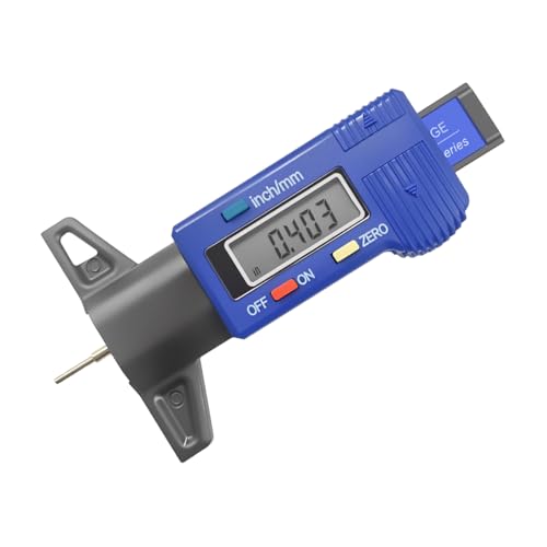 Digital Tire Tread Depth Gauge, Portable 0.01mm Resolution Vehicle Tire Wear Checker with LCD Display & Inch/MM Conversion, Universal Auto Measuring Tool for Car Truck Tires (Blue) - color: Blue