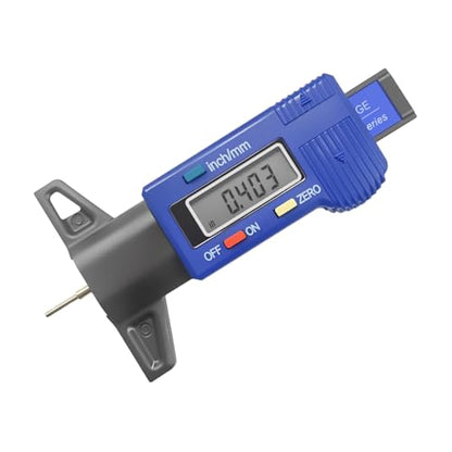 Digital Tire Tread Depth Gauge, Portable 0.01mm Resolution Vehicle Tire Wear Checker with LCD Display & Inch/MM Conversion, Universal Auto Measuring Tool for Car Truck Tires (Blue) - color: Blue