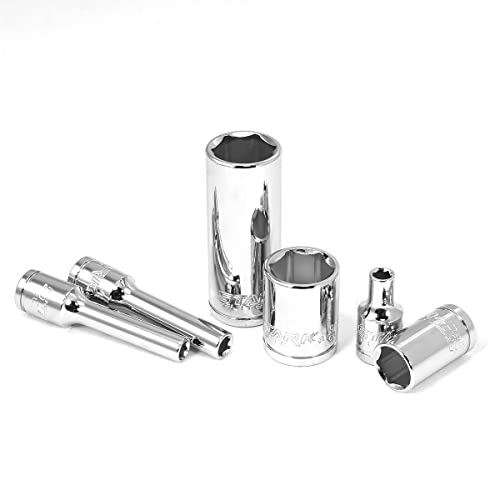Stark USA 55-Pieces 1/4" Socket Set, Drive Socket Wrench Set, 1/4-inch Quick-Release Ratchets 90-Tooth Pear Head Ratchet SAE (5/32-9/16) MM (4-14) - style: 55pcs SAE/Metric Impact Socket Set