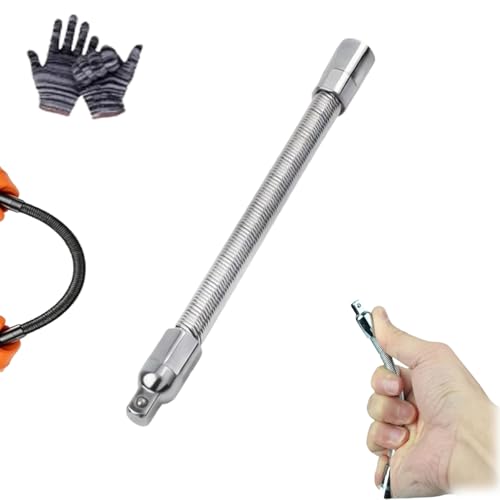 360 Miracle Tool Extension,1/2 Flexible Socket Extension Bar Set Bendable Impact Wrench,Universal Flexible Connecting Rod Tool,Conquer Tight Spaces in Seconds,For Automotive,DIY Projects (Sliver,1/2) - color: Sliver, size: 1/2