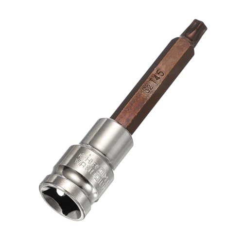 HARFINGTON Torx Bit Socket 1/2" Drive T45 S2 Steel 6 Point Head Long Screwdriver Drill Bits CR-V Steel Socket Adapter for Home Auto Axle Hex Nuts Bolts Repair - size: T45