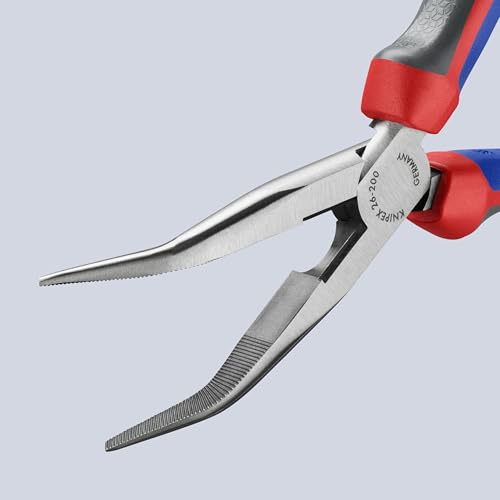 KNIPEX - 26 22 200 SBA Tools - Long Nose Pliers With Cutter, 40 Degree Angled, Multi-Component (2622200SBA)