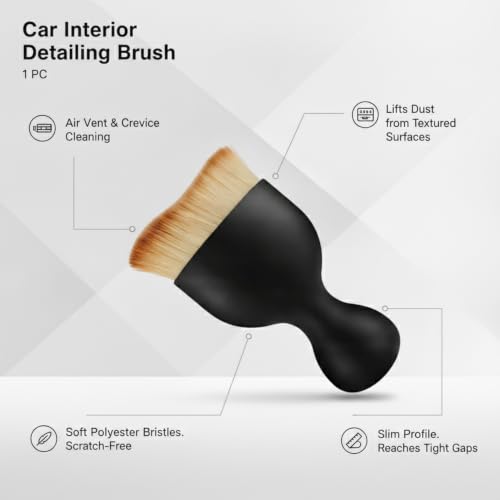 Car Interior Detailing Brush Set - Soft Bristle Cleaning Tool for Air Vents, Dashboard & Console (3 Pack) - size: 5.91 x 3.15 x 1.57 in
