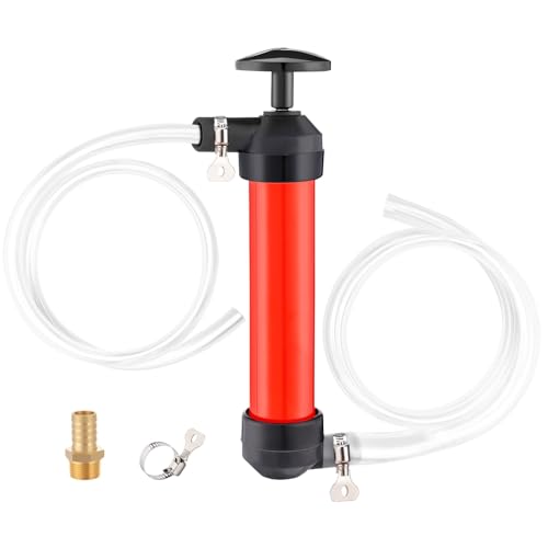 MADHOLLY Hand Fuel Transfer Pump with Leakproof Clamps | for Gasoline/Oil/Diesel/Antifreeze, Versatile Manual Siphon, for Car/Lawn Mower/Motorcycle/RV, with 3/4" NPT Brass Connector