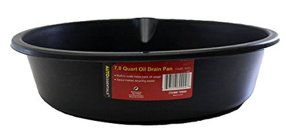 QUIX 14.5" Oil Draining Pan | Black ABS Plastic | Built-in Pour Spout | Markings for 1-6 Quarts | Lightweight Design