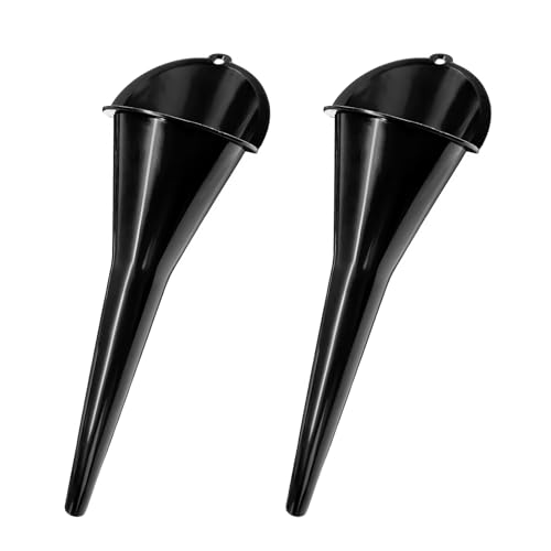 Sun Walker 2PCS Oil Funnel, Multi-Purpose Plastic Engine Oil Funnels with Long Neck, Automotive Spill Saver Funnel for Filling Fuel Diesel Lubricant Coolant & Other Liquids (Black) - color: Black