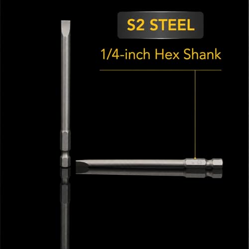 Bates- Long Screwdriver Bits Set, 16 pcs, 1/4 Hex Shank, Slotted, Phillips, Hex and Tamper Proof Torx Bits, S2 Steel Magnetic 3.94 Inch Long Drill Bit Set with Holder
