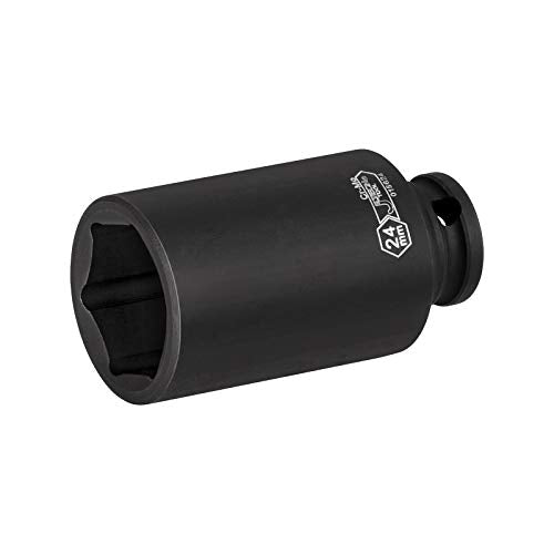 Jetech 3/8 Inch Drive 24mm Deep Impact Socket, Heat-Treated Chrome Molybdenum Alloy Steel, 6-Point Design, Metric, Anti-Rust Finish for Pneumatic & Electric Impact Wrench - size: 24mm