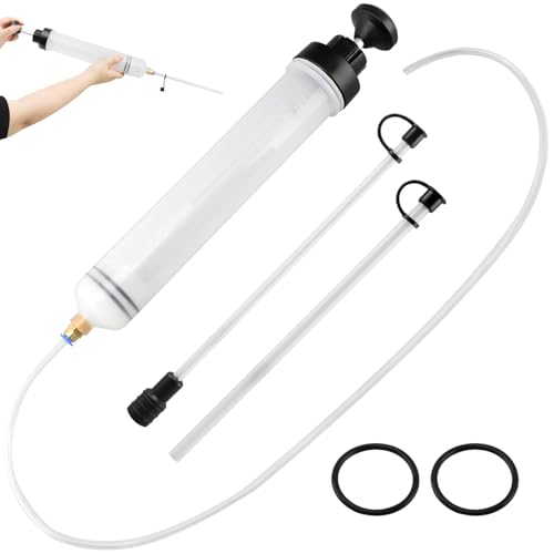 500 CC Automotive Fluid Extractor Pump, Manual Brake Fluid Extractor with 3 Extension Hoses, Oil Suction Syringe Transfer Pump for Gear Oil, Coolant, Power Steering, Fuel(Clear)