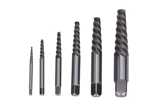 Century Drill & Tool 73414 Spiral Flute Screw Extractor Set, #1 - #6, Heat-Treated Steel, Superior Grip for Extracting Broken Screws and Bolts with Ease - size: 6-piece Spiral Flute