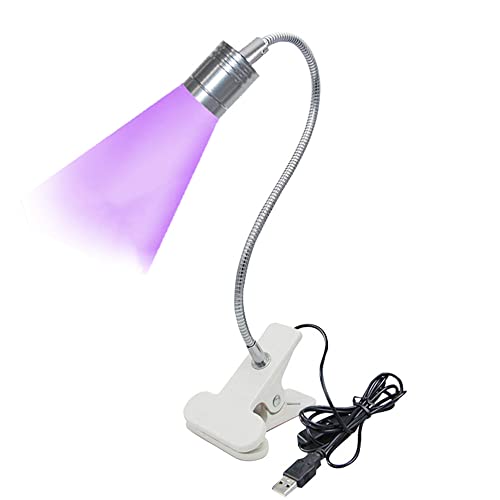 USB UV LED Nail Lamp,3W 5V Gel Nail Polish UV Light,UV Glue Curing Lamp with Gooseneck & Clamp Fixtures for UV Gel Nails,Portable Nail Dryer for Gel Polish Nail Art Tools Silver - color: Ww Silver