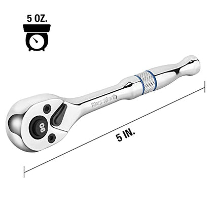 DURATECH 1/4-Inch Drive Ratchet, 90-Tooth Quick-release Ratchet Wrench, Reversible, Cr-V Made, Full Polished, Stocking Stuffers for Men Women Gifts for Men Gifts for Women - size: 1/4"(Polished)