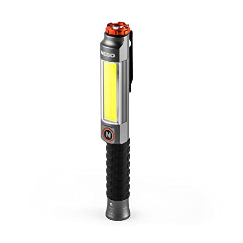 NEBO Big Larry 3 Work Light | USB-C Rechargeable, 600 Lumens, 7 Light Modes, Magnetic COB Task Lamp & LED Flashlight, Steel Pocket Clip, Hands-Free Use, Water Resistant - color: Storm Gray, size: Big Larry 3