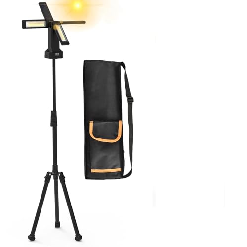 iodoo 13200mAh Rechargeable Solar Work Light with Folding Stand Support and Portable Carrying Bag, 8000 Lumen Stepless Dimmable, 4 Lighting Modes, White/Warm/Warm White (Black(Standard)) - size: Black(Standard)