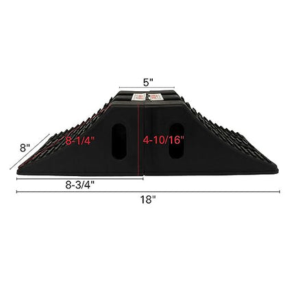 Extreme Max 5800.5852 Heavy-Duty Interlocking Wheel Chock for Tandem Axle Trailers and RVs - 9.2" x 8.2" x 4.7", Pair