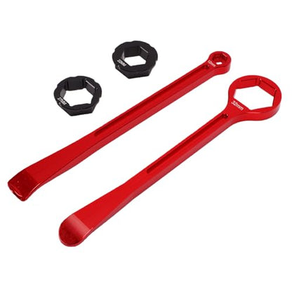 Vikye Motorcycle Tire Changing Tool Kit, CNC Aluminum Axle Nut Wrench and Spoon Lever Set with 10mm 13mm 22mm 27mm 32mm Hex Heads, for Dirt Bike Motocross