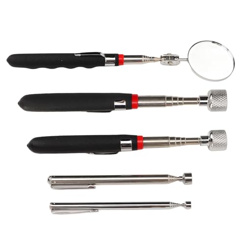 4 Pcs Magnetic Pickup Tool Set, 15LB 10LB 3.5LB 1.5LB Telescoping Grabber with Extendable Mirror, for Narrow Spaces Under Vehicles Between Machinery