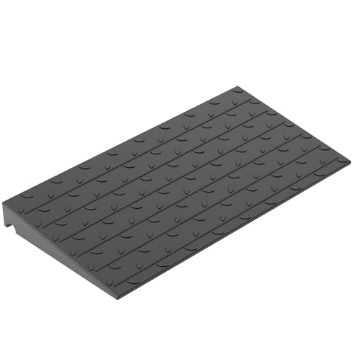 OrangeStar Heavy Duty 3" Rise Rubber Threshold Ramp | Wheelchair & Scooter Ramp with Cord Channel, Non-Slip Angled Entry for Doorways, Steps & Garages (Black, 36" Length) - size: 3in
