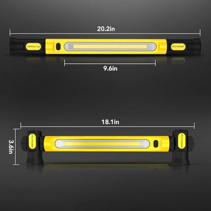 TRQWH Mechanic Work Light Under Hood Work Light Bar with Hooks - 3200LM 6000mAh Rechargeable Portable Magnetic LED Worklight for Car Repairing Garage Workshop Camping, Yellow