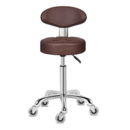 Kaleurrier Swivel Stool Adjustable Height: Heavy Duty Rolling Stool Chair for Kitchen Salon Bar Office Drafting Standing Desk Garage Shop - Seat Height 22-30"(with Back Rest) (Coffee) - color: Coffee