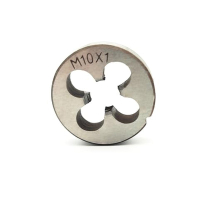 AtticZone M10 x 1.0 Metric Hand Thread Tap and Die Set, Right Hand 10 * 1.0, Alloy Tool Steel, 1 Taper Tap, 1 Plug Tap, 1 Round Die for Metal Working DIY Industrial - size: M10x1.0