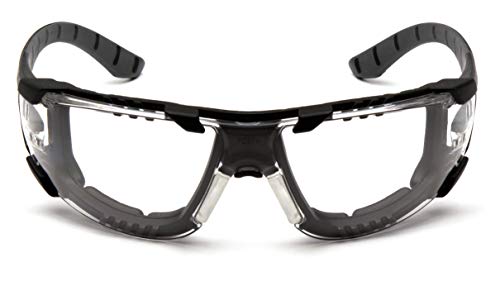 Pyramex Endeavor Plus Safety Glass Black/Gray Frame With Foam Padding Clear H2MAX Anti-fog Lens - color: Clear H2max Anti-fog Lens/ Black-gray Frame, size: One Size, style: Foam Padded