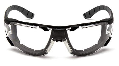 Pyramex Endeavor Plus Safety Glass Black/Gray Frame With Foam Padding Clear H2MAX Anti-fog Lens - color: Clear H2max Anti-fog Lens/ Black-gray Frame, size: One Size, style: Foam Padded