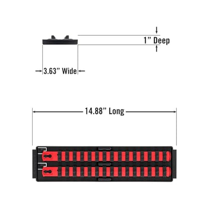 Ernst Manufacturing - 8492 Socket Boss 2-Rail 1/4-Inch-Drive Socket Organizer, 13-Inch, Red - Made in the USA - color: Red, size: 1/4", style: 13-INCH