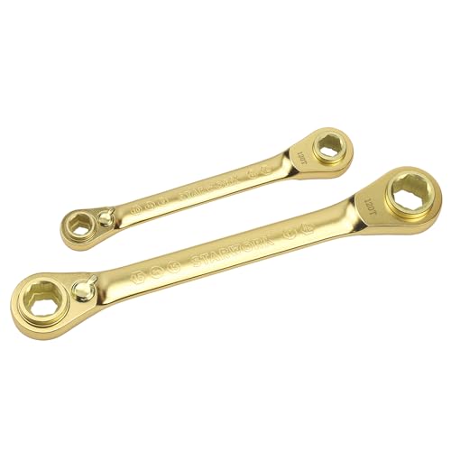 STARWORK TRUE MECHANIC™ 2-Piece 10-in-1 Reversible Ratcheting Box Wrench Set, Double Box End, 120-Tooth, GPLATING™, SAE/Metric - size: 2-Piece 120-Tooth GPlating (8 - 19 mm)