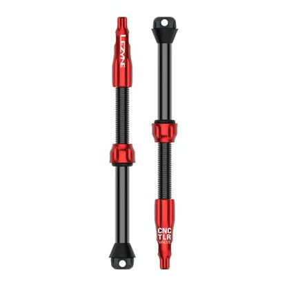 LEZYNE CNC TLR Valve Pro Tubeless Valve Pair for MTB, Gravel & Road Bikes | CNC Aluminum Presta Valve Stems, Bicycle Tire Insert Compatible, Sealant Friendly - 80mm, Red (1-PK-TLRVL80-V211) | tire-valve-tools - color: Red, size: 80 mm