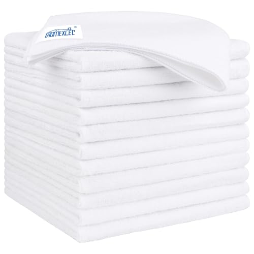HOMEXCEL White Microfiber Cleaning Cloth 12 Pack, 12.5 x 12.5 inch Microfiber Towels for Cars, Ultra Absorbent Car Washing Cloth, Lint Free Streak Free Cleaning Rags for Car, Kitchen, and Window - color: White, size: 12.5 x 12.5 Inch