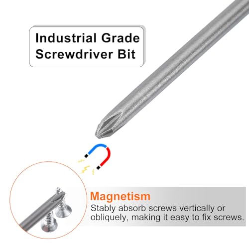 HARFINGTON 5pcs #1 Phillips Screwdriver Bit PH1 1/4" Hex Shank 6" (150mm) Long Magnetic S2 Steel Industrial Grade Screw Driver Bit Cross Head Electric Drill Bits 0.138" (3.5mm) Rod - size: PH1 x 150mm x 3.5mm