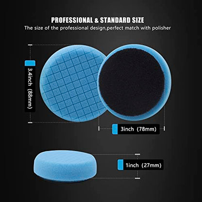 SPTA Drill Polishing Pads Kit, 20pcs 3inch (80mm) Car Foam Polishing Buffing Pads, Wool Pads, Multifunctional Cleaning Brush, Backing Plate for Car Polisher Polishing,Buffing and Cutting