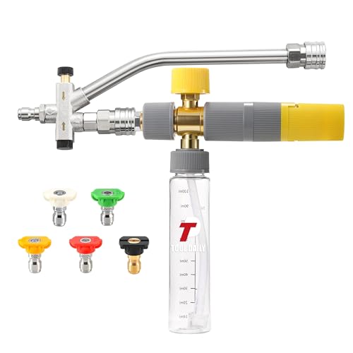 Tool Daily Mini Foam Cannon for Pressure Washer, Dual Connector | 5 Power Washer Spray Nozzle Tips, 1/4 Inch Quick Connect - size: 100 ml