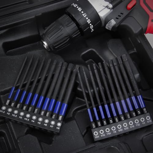 HPHOPE Impact Hex Head Allen Wrench Drill Bit Set 10 Pcs - 4"(SAE) | Premium S2 Steel, CNC Machined Tips wit Magnetism, Storage Box, 1/4" Hex-Shank for Automotive and Home Repairs - size: 100 mm, 10 Pcs, SAE